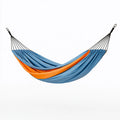 Amaca 270 x 140 cm in tessuto sintetico azzurro e arancione - sospesa con ganci per esterno