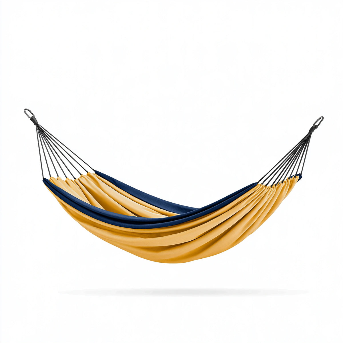 Amaca 300 x 150 cm in tessuto giallo e blu per giardino con moschettoni