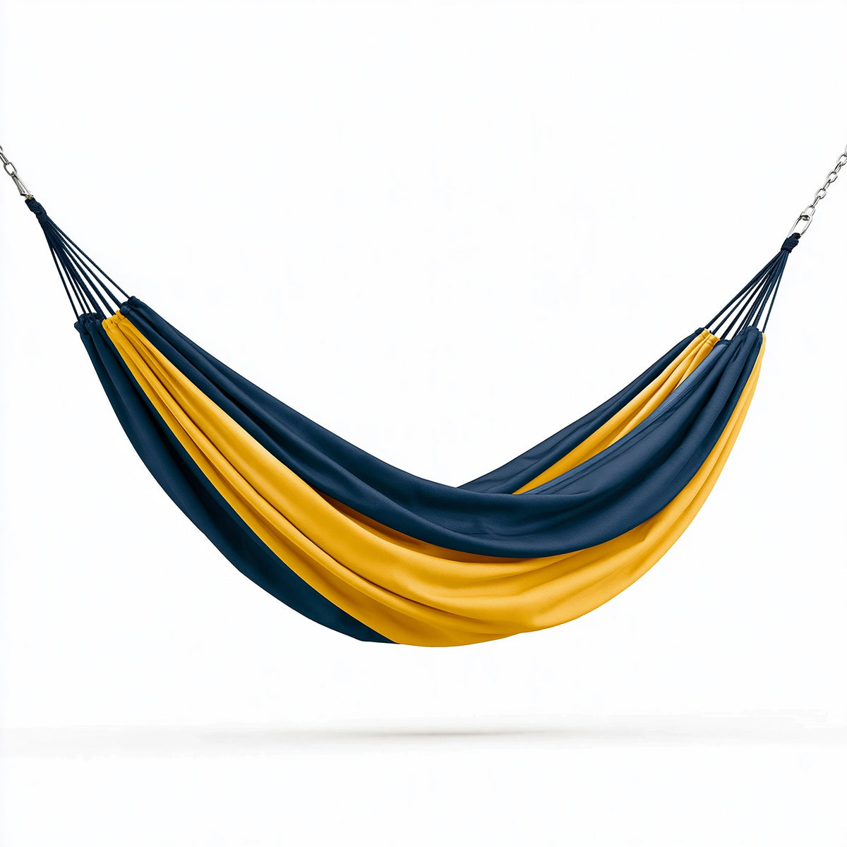 Amaca da giardino 300 x 150 cm in tessuto blu navy e giallo con catene