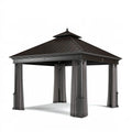 Gazebo da giardino 300 x 300 x 300 cm in metallo nero con tende stile classico