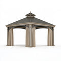 Gazebo da giardino 300 x 300 cm in metallo grigio con tende - copertura a padiglione