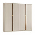 Armadio guardaroba 240x60x220 cm in legno ingegnerizzato crema con 4 ante scanalate stile moderno