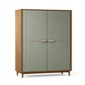 Armadio 160 x 55 x 190 cm in legno verde salvia e marrone - stile moderno con 4 ante