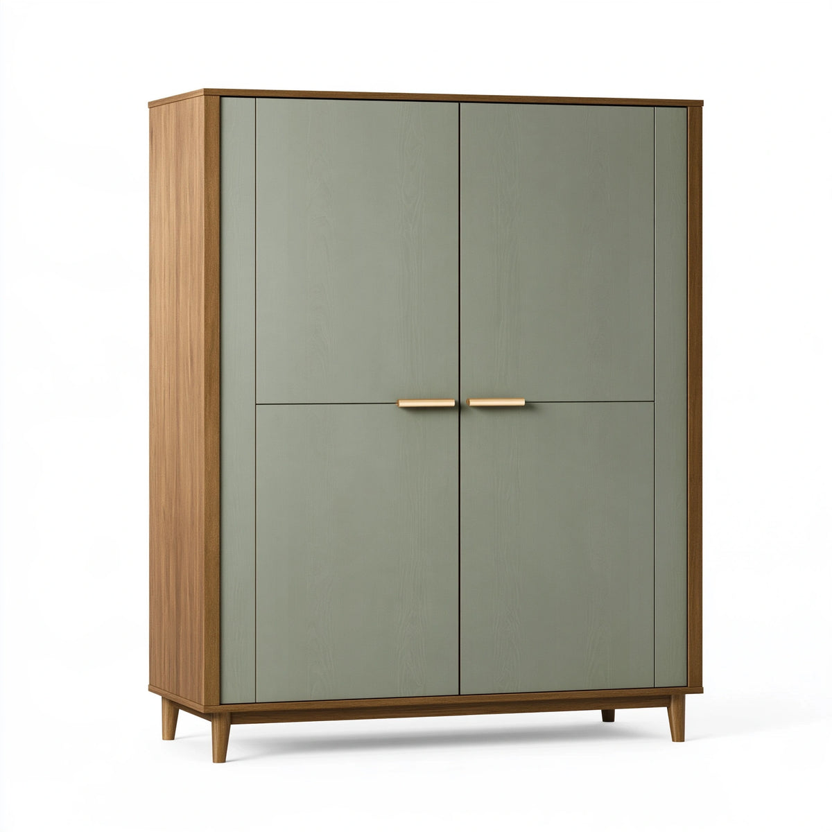 Armadio 160 x 55 x 190 cm in legno verde salvia e marrone - stile moderno con 4 ante