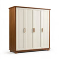 Armadio guardaroba 200 x 60 x 220 cm in legno bianco/noce a 4 ante stile classico