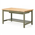 Banco da lavoro 120x60x90 cm in legno e metallo verde con ripiano inferiore