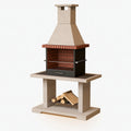 Barbecue da giardino 120 x 70 x 230 cm in cemento e metallo beige rosso mattone e nero - per cottura a legna in stile rustico