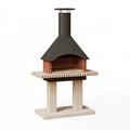 Barbecue da giardino 120 x 75 x 240 cm in acciaio e muratura nero rosso mattone con cappa
