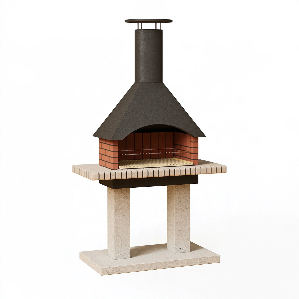 Barbecue da giardino 120 x 75 x 240 cm in acciaio e muratura nero rosso mattone con cappa