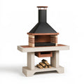Barbecue da giardino 140 x 80 x 250 cm in calcestruzzo e metallo nero rame a legna stile rustico