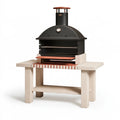 Barbecue da giardino 150 x 70 x 210 cm in acciaio e muratura nero terracotta con cappa e griglia