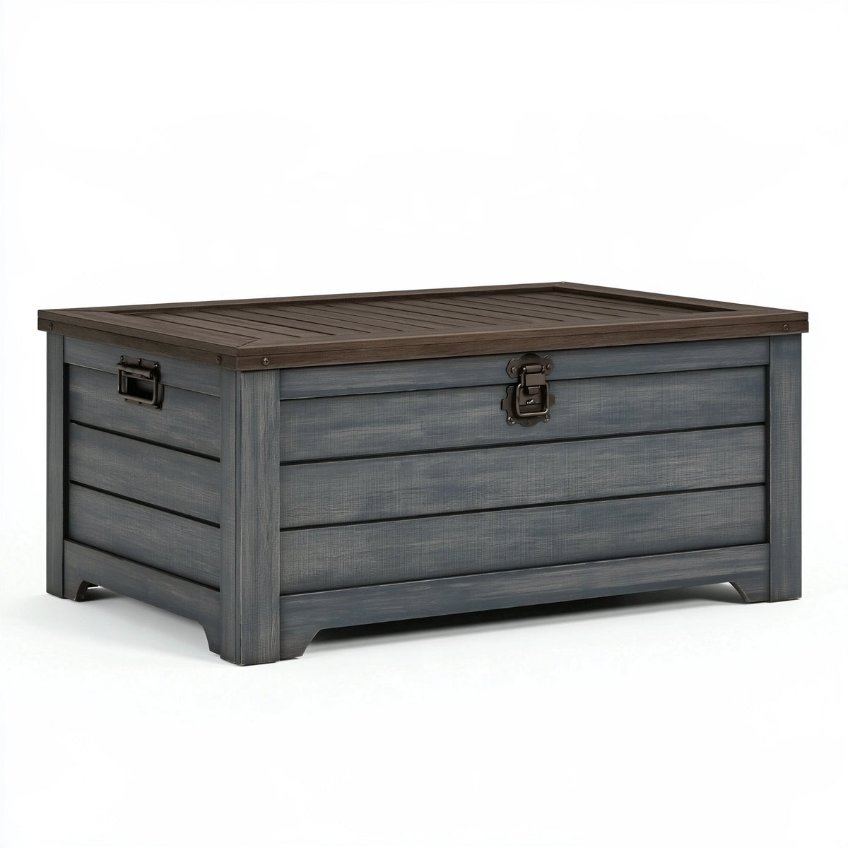 Baule contenitore da esterno 120 cm x 60 cm x 65 cm in legno composito grigio antracite stile rustico