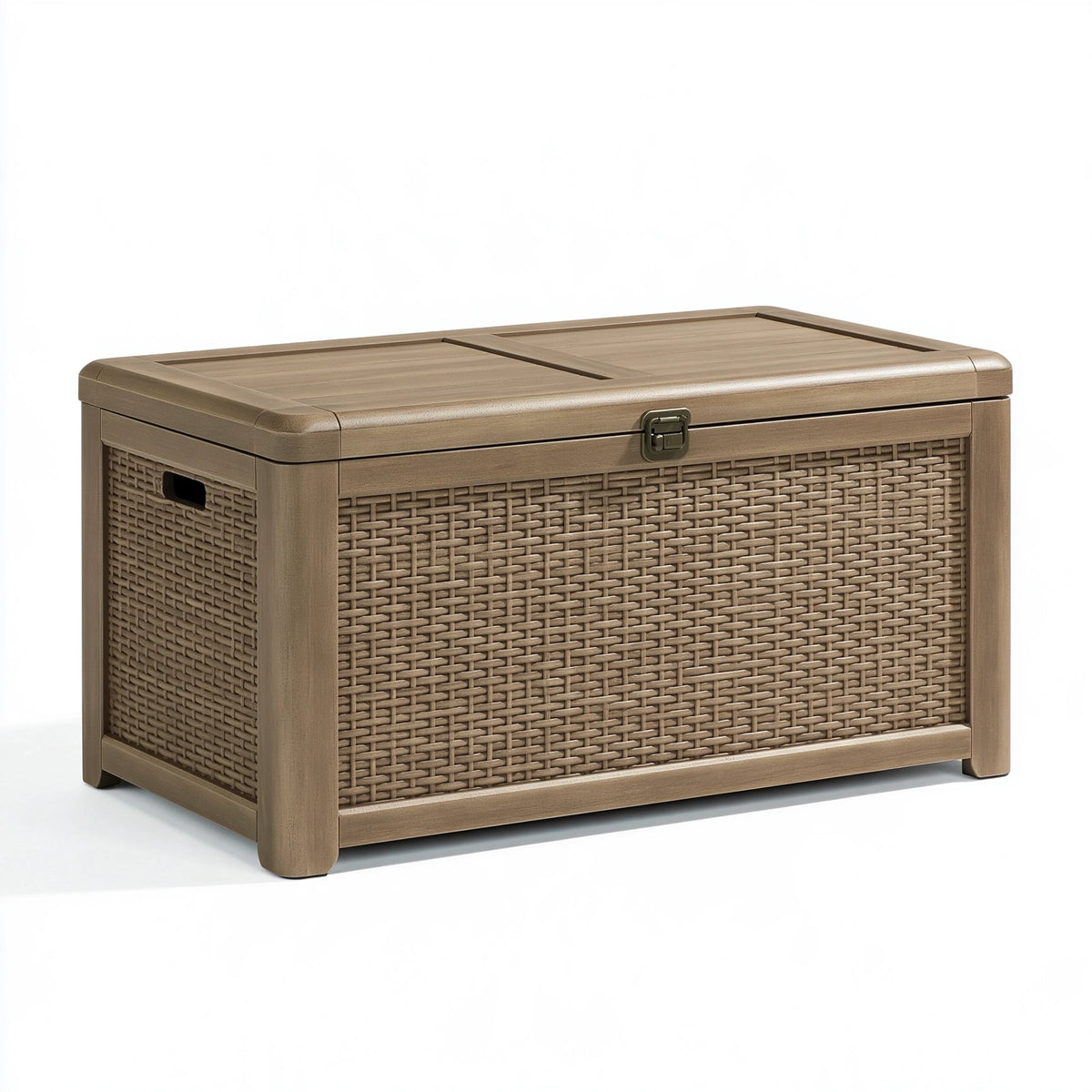 Baule contenitore 120 x 60 x 60 cm in resina tortora - intrecciato per esterno
