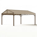 Tettoia per auto 600 x 300 x 270 cm in metallo marrone e beige con copertura a falde