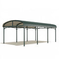 Tettoia autoportante 600 x 300 x 280 cm in acciaio verde con copertura ondulata per esterni