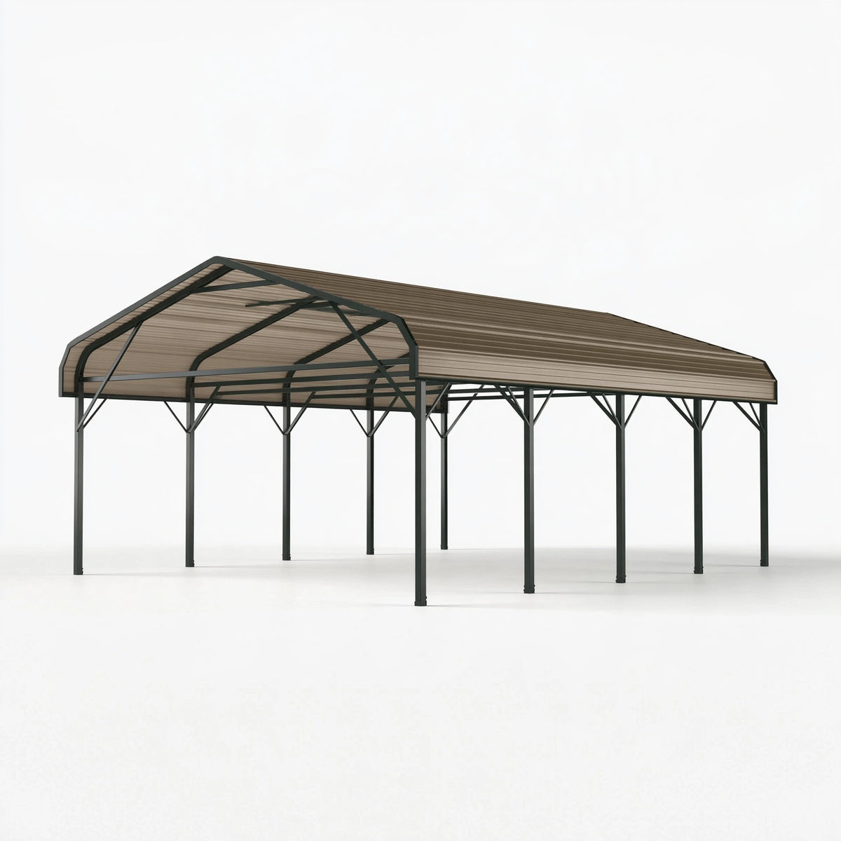 Tettoia auto 500 x 300 x 240 cm in acciaio nero e policarbonato marrone - copertura da esterno ad arco