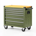 Carrello portautensili 85 x 46 x 95 cm in acciaio verde con piano in legno e 5 cassetti