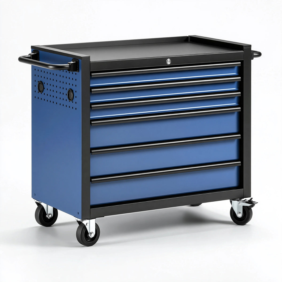 Carrello portautensili 77 x 46 x 97 cm in acciaio blu e nero con 7 cassetti e ruote