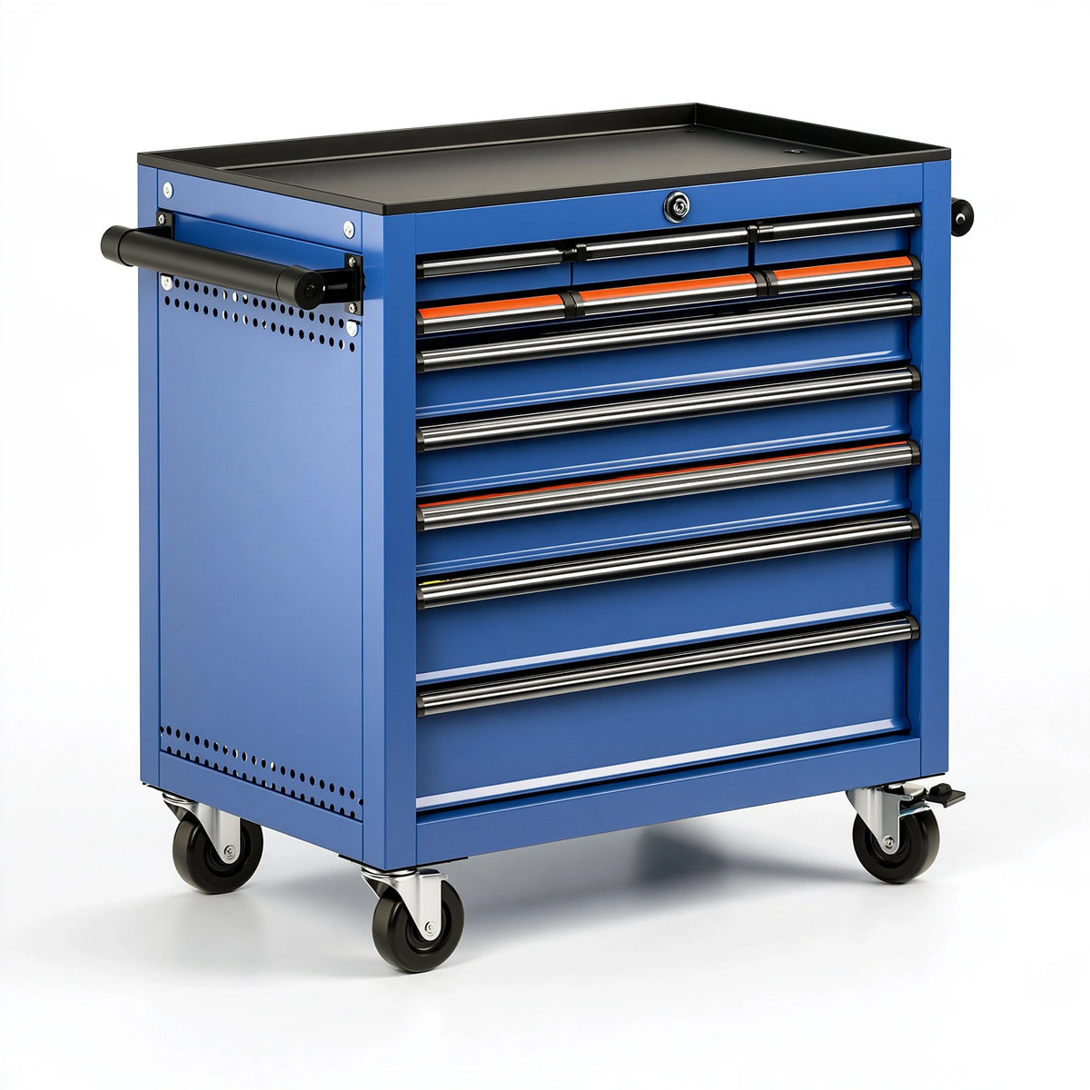 Carrello portautensili 76 x 46 x 97 cm in acciaio blu con 7 cassetti e ruote