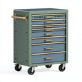 Carrello portautensili 80 x 46 x 100 cm in acciaio verde e blu con 7 cassetti e ruote
