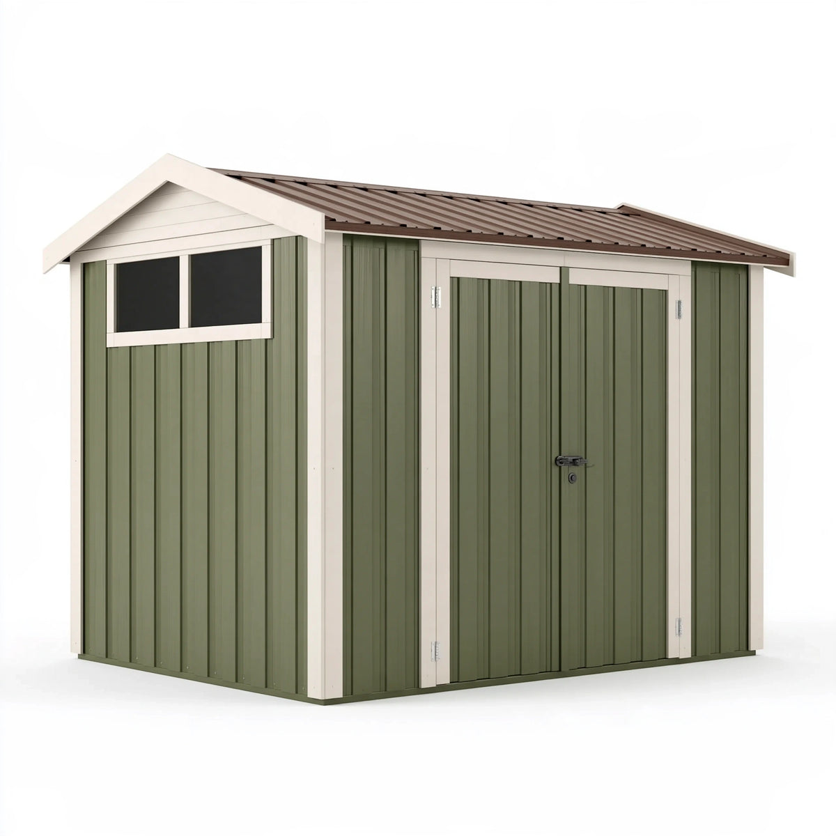 Casetta da giardino 213 x 127 x 185 cm in acciaio verde con porta e finestra