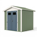 Casetta da giardino 200 x 150 x 205 cm in metallo verde e blu con doppia porta