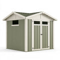 Casetta da giardino 213 x 127 x 185 cm in acciaio verde salvia con doppia porta per deposito esterno