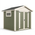 Casetta da giardino 213 x 127 x 195 cm in acciaio verde oliva con porta doppia e finestra