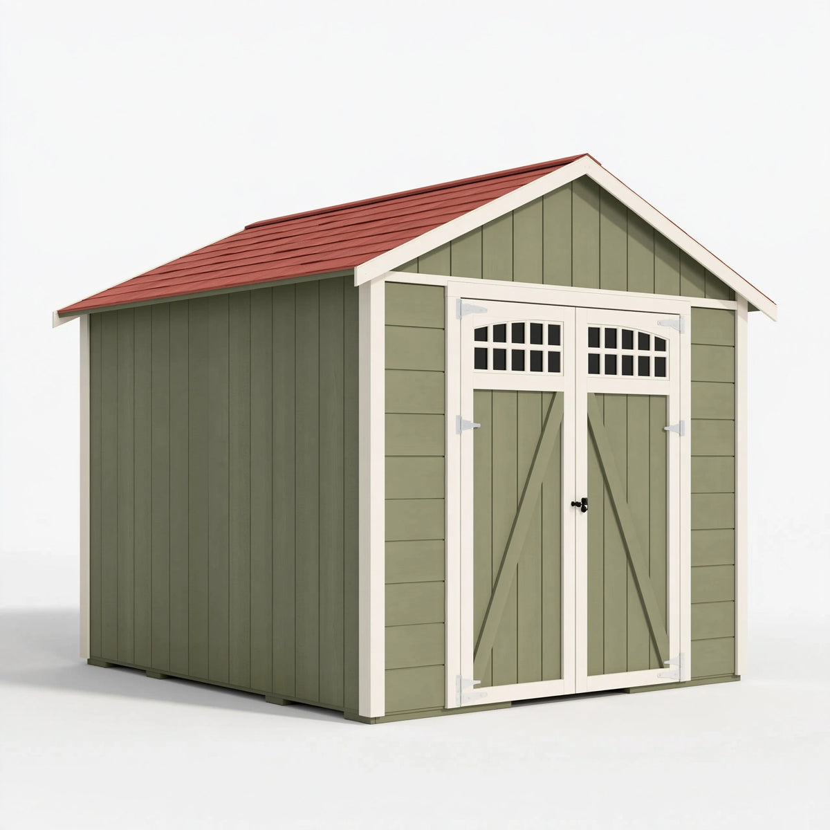 Casetta da giardino 180 x 120 x 210 cm in legno verde con tetto rosso - deposito da esterno stile tradizionale
