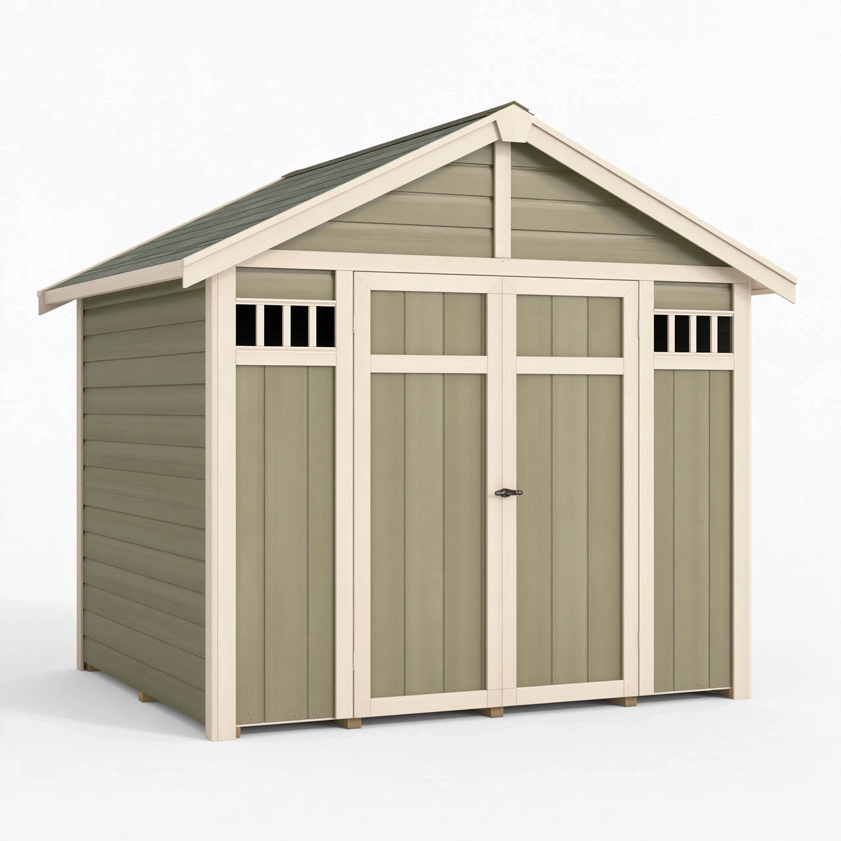 Casetta da giardino 200 x 150 x 210 cm in legno verde salvia - deposito da esterno con doppia porta