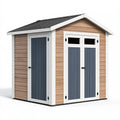 Casetta da giardino 180 x 120 x 200 cm in resina beige e grigio con porte a battente