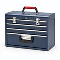 Cassetta portautensili 50 x 25 x 38 cm in acciaio blu - portatile con chiusure metalliche