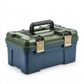 Cassetta portautensili 45 x 25 x 24 cm in plastica verde/blu con maniglia e chiusure a scatto