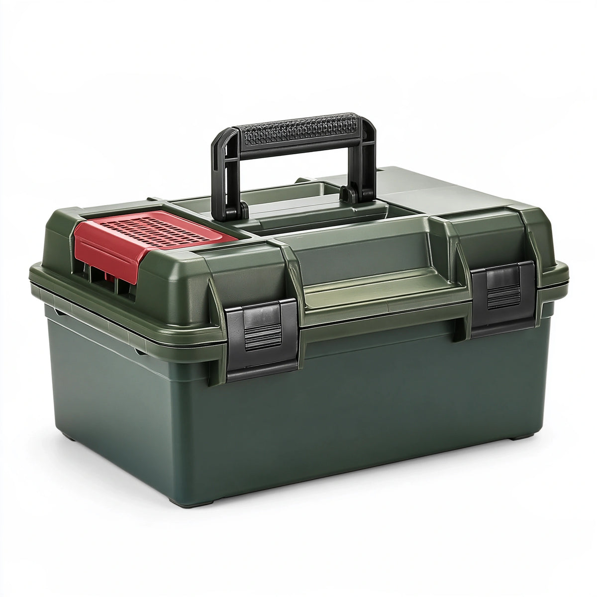 Cassetta portautensili 50x28x25 cm in plastica verde con maniglia pieghevole per attrezzi